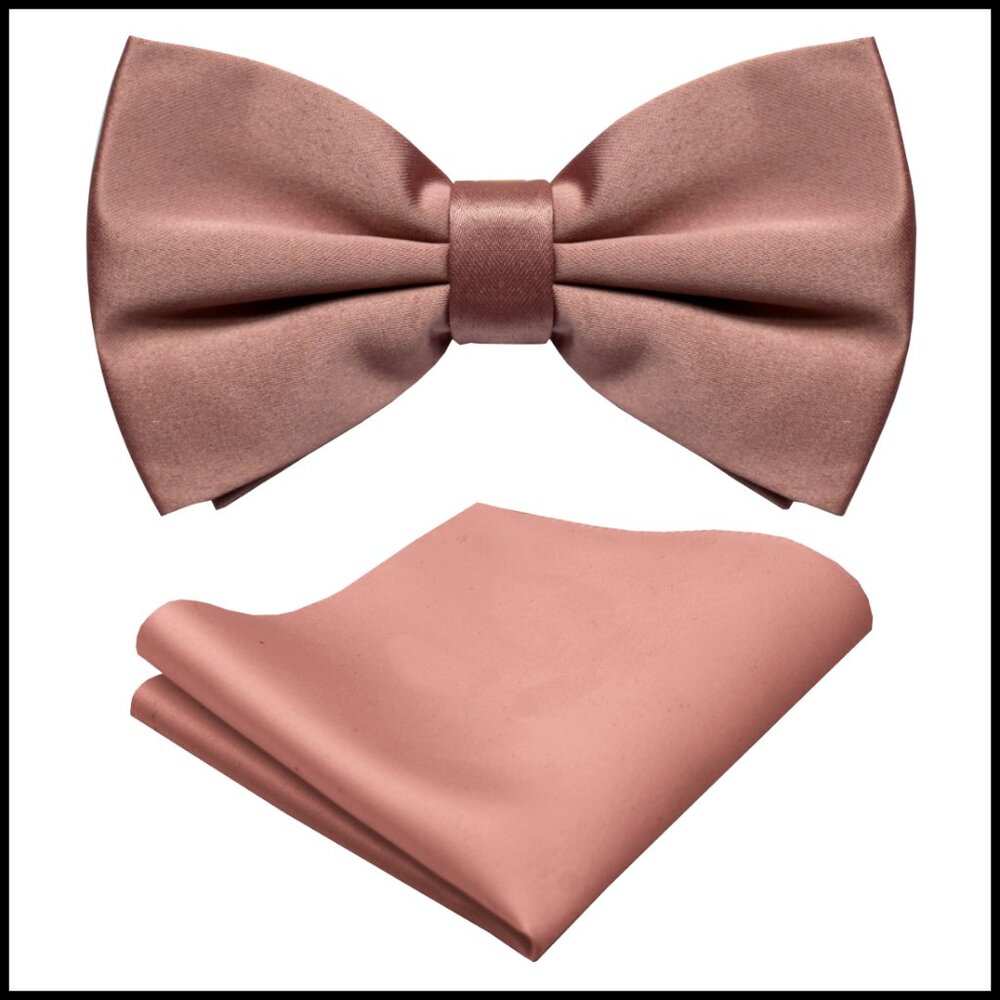 Classic Formal Pre-Tied Bow Tie Set with Pocket Square Elegant Adjustable